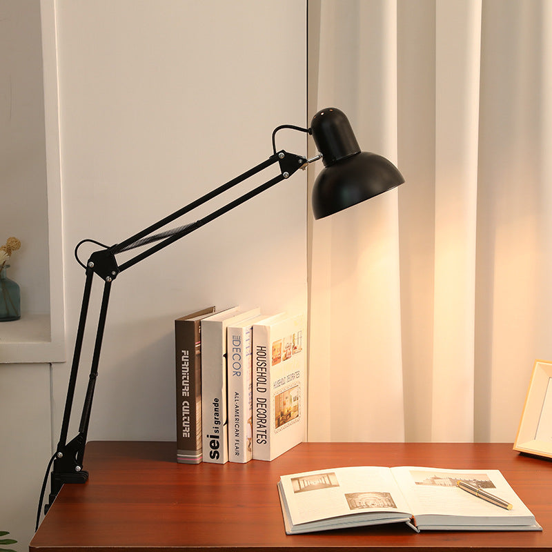 AstraClip Retractable Clip On Table Lamp With Long Arm Iron And ABS For Bedroom