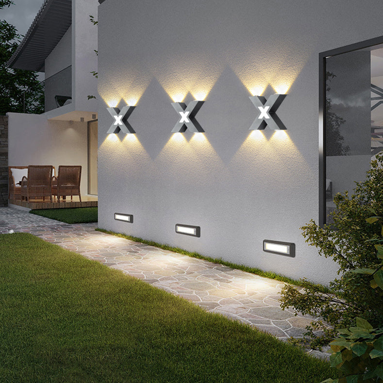 Averly X Shaped Waterproof LED Wall Light 4 Light Outdoor