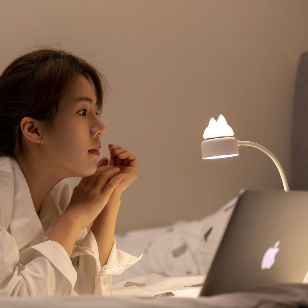 Nyra Clip On Cat Ear LED Desk Lamp For Eye Comfort
