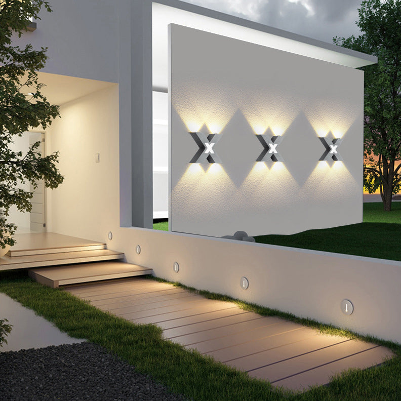 Averly X Shaped Waterproof LED Wall Light 4 Light Outdoor