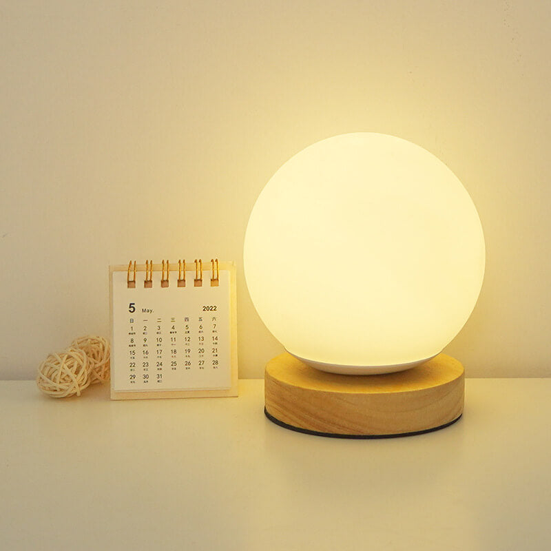 Aurelle Round USB Rechargeable LED Nightstand Lamp In Modern Minimalist Style