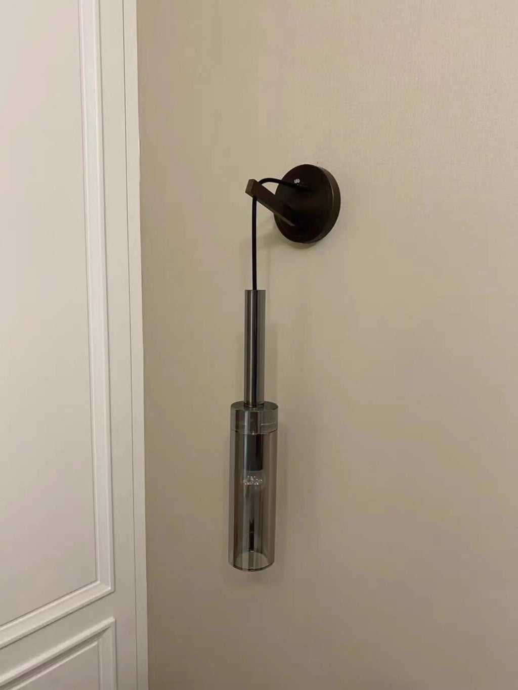 Asterra | Smoky Gray Glass Bottle Wall Lamp in Smoked Black