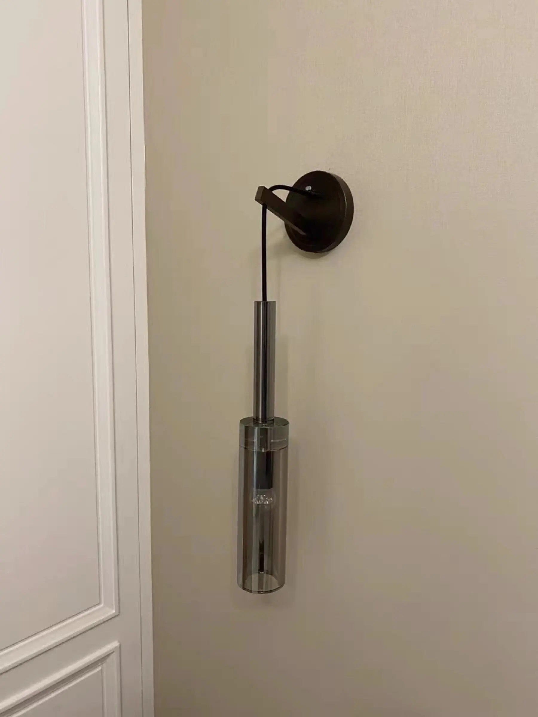 Asterra | Smoky Gray Glass Bottle Wall Lamp in Smoked Black