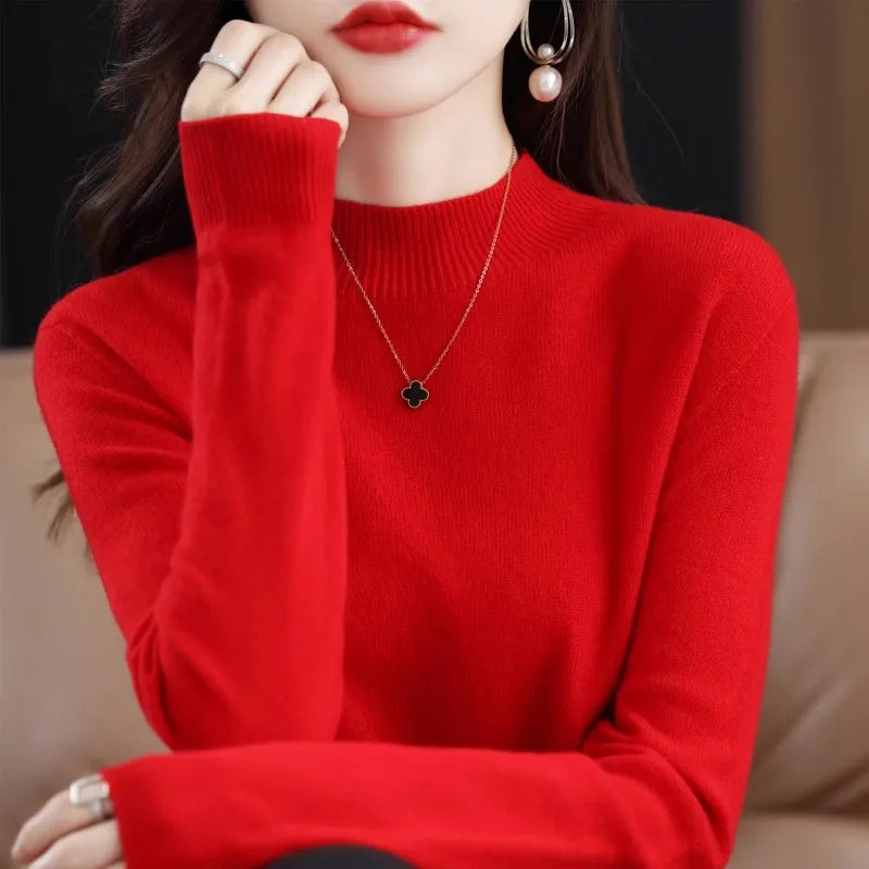 100% Cashmere Minimalist Half Turtleneck Knit Sweater – Soft Warm Basic Pullover for Autumn/Winter 11