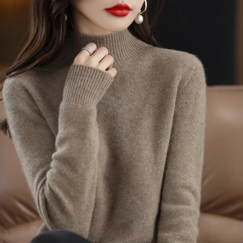 100% Cashmere Minimalist Half Turtleneck Knit Sweater – Soft Warm Basic Pullover for Autumn/Winter 12
