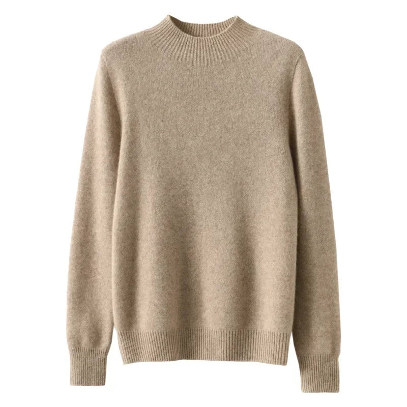 100% Cashmere Minimalist Half Turtleneck Knit Sweater – Soft Warm Basic Pullover for Autumn/Winter 4