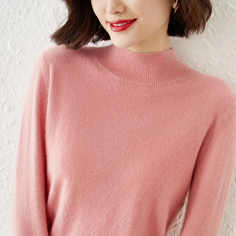 100% Cashmere Minimalist Half Turtleneck Knit Sweater – Soft Warm Basic Pullover for Autumn/Winter 6