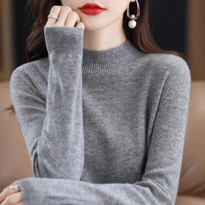 100% Cashmere Minimalist Half Turtleneck Knit Sweater – Soft Warm Basic Pullover for Autumn/Winter 7