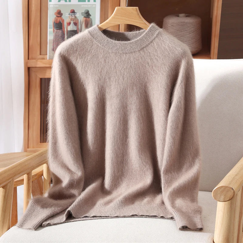 100% Mink Cashmere Sweater for Women – Soft, Warm & Lightweight O-Neck Pullover for Autumn/Winter 11