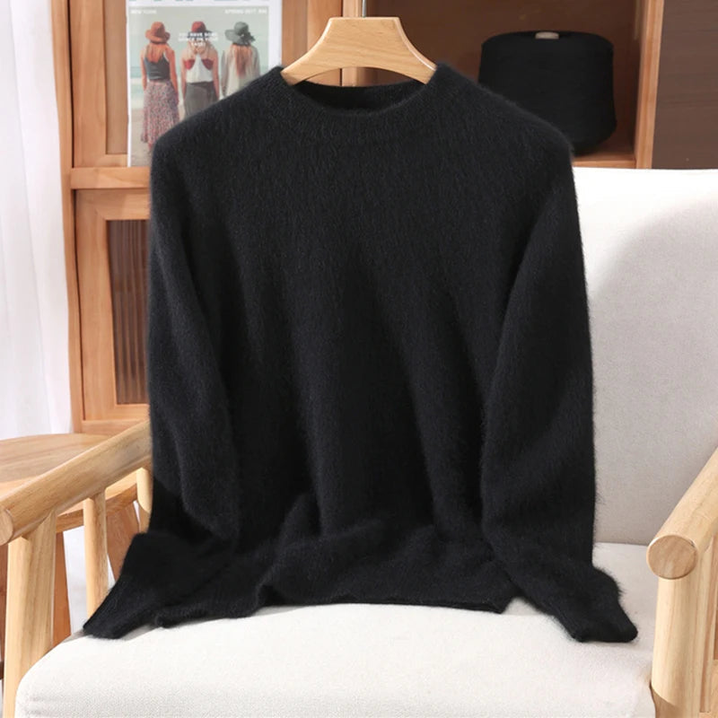 100% Mink Cashmere Sweater for Women – Soft, Warm & Lightweight O-Neck Pullover for Autumn/Winter 16