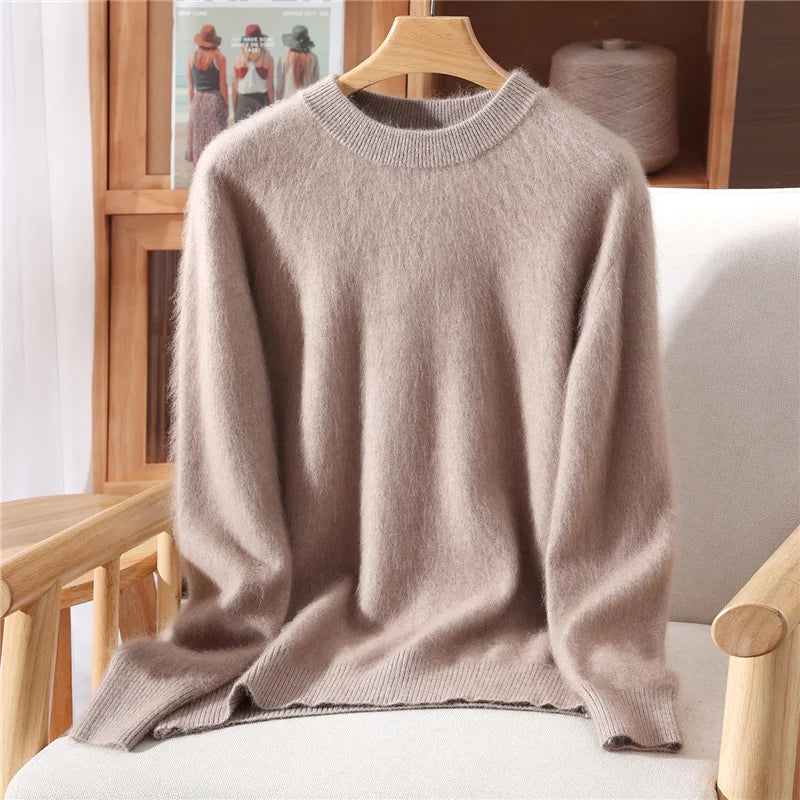 100% Mink Cashmere Sweater for Women – Soft, Warm & Lightweight O-Neck Pullover for Autumn/Winter 2