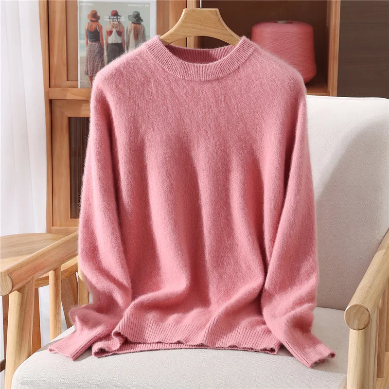 100% Mink Cashmere Sweater for Women – Soft, Warm & Lightweight O-Neck Pullover for Autumn/Winter 4
