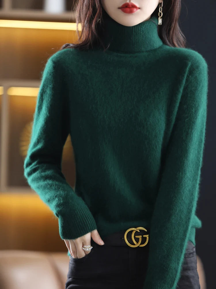 100% Mink Cashmere Turtleneck Sweater - Soft Slim Knit Pullover for Warm Elegant Autumn/Winter Style 15