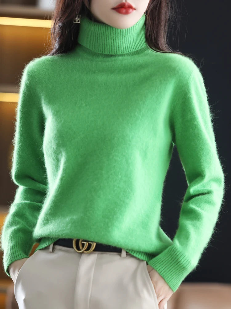100% Mink Cashmere Turtleneck Sweater - Soft Slim Knit Pullover for Warm Elegant Autumn/Winter Style 2