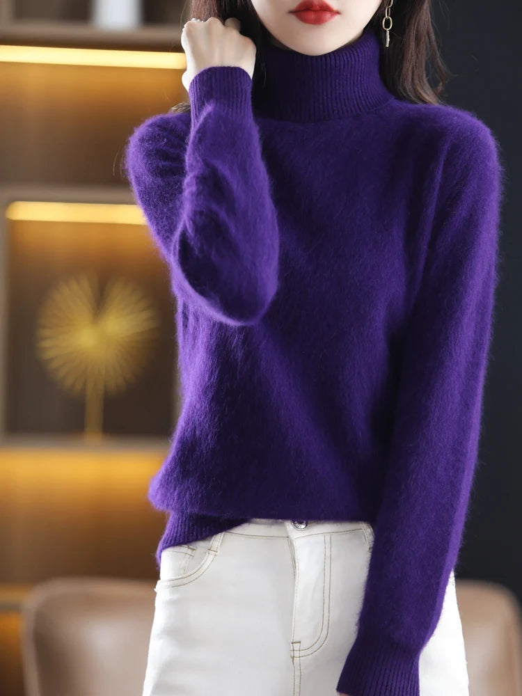 100% Mink Cashmere Turtleneck Sweater - Soft Slim Knit Pullover for Warm Elegant Autumn/Winter Style 6