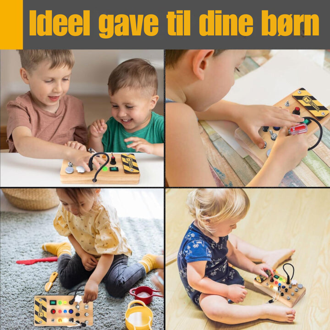 Montessori Wooden Activity Board with 8 LED Switches - Sensory Toys and Travel Toys for Babies and Toddlers from 1+ Years