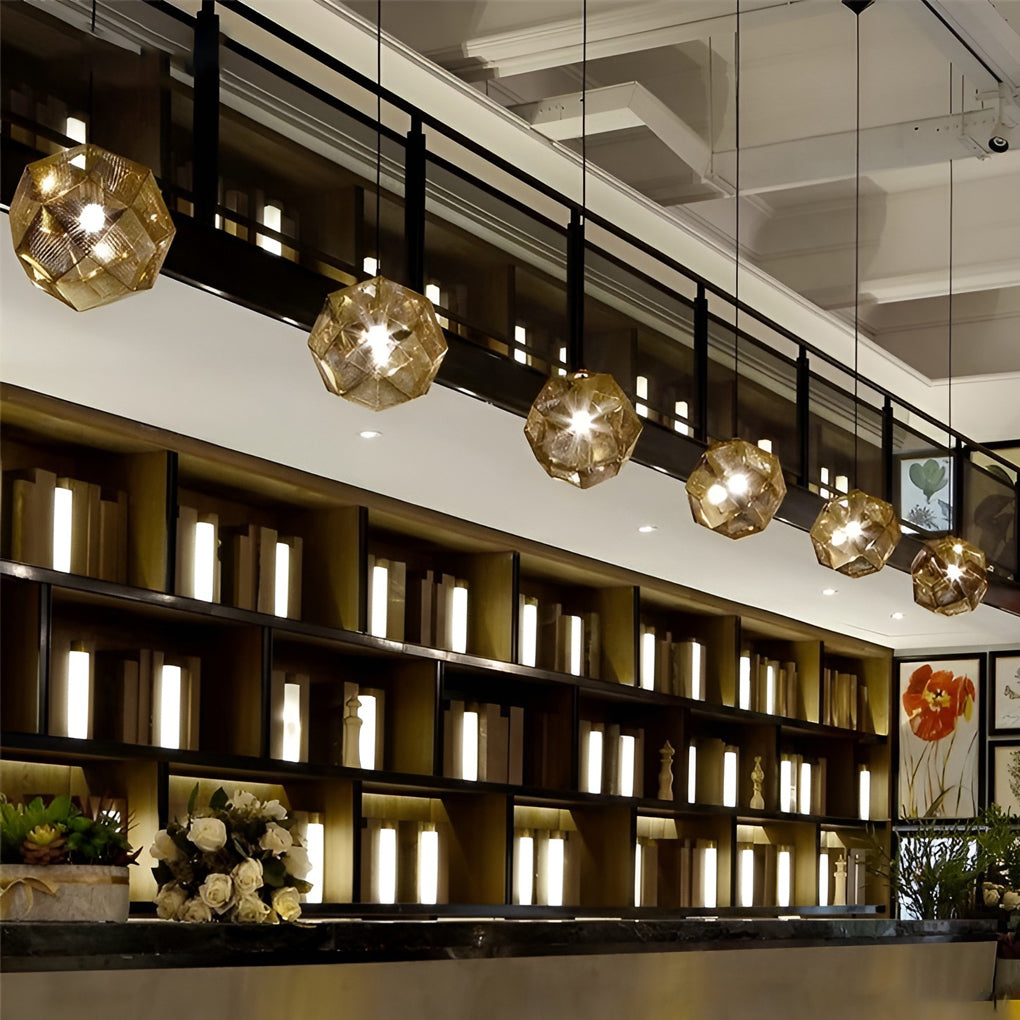 LichtDesign - מנורת תלייה עגולה גאומטרית עשויה מתכת אלקטרוליטית