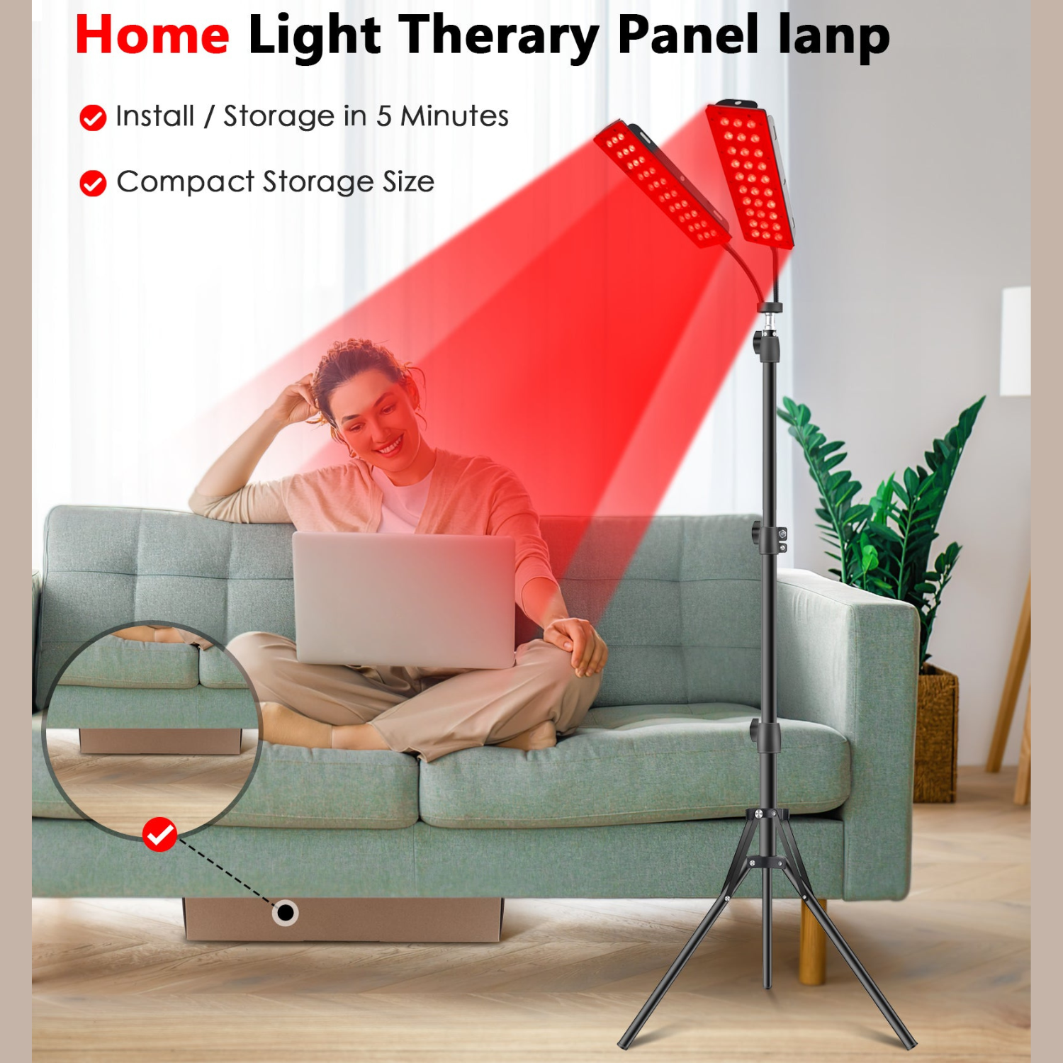 Red Light Therapy Lamp Strip Stand With 2 Heads