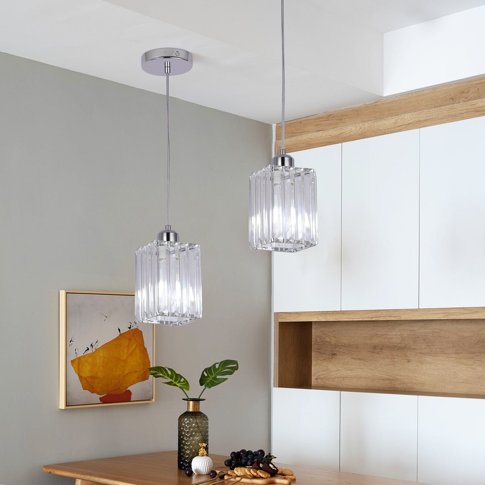 Liora Contemporary Crystal Glass Pendant Light For Living Rooms