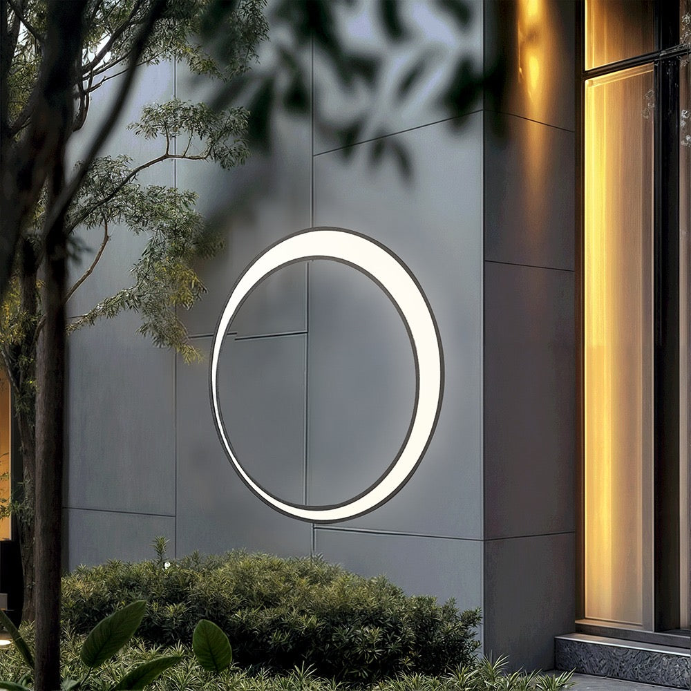 Astraeon Eclipse Outdoor Wall Light Modern Circular Exterior Fixture