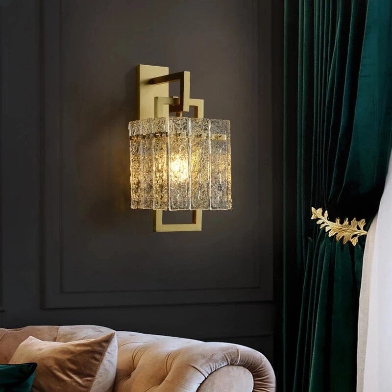 Aurora Copper Glass Led Wall Light With Crystal Accents