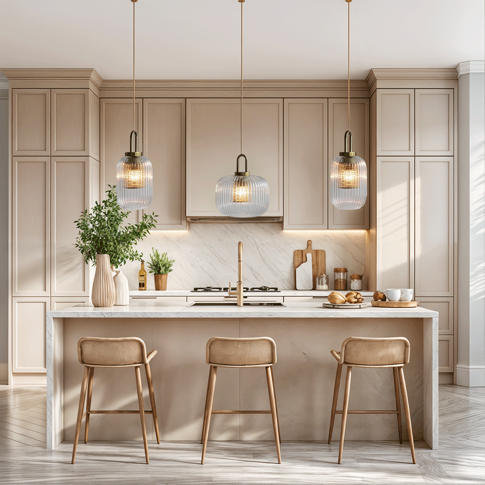 Luma Nordic Glass Pendant with Hand-Blown Finish and LED Warm Glow