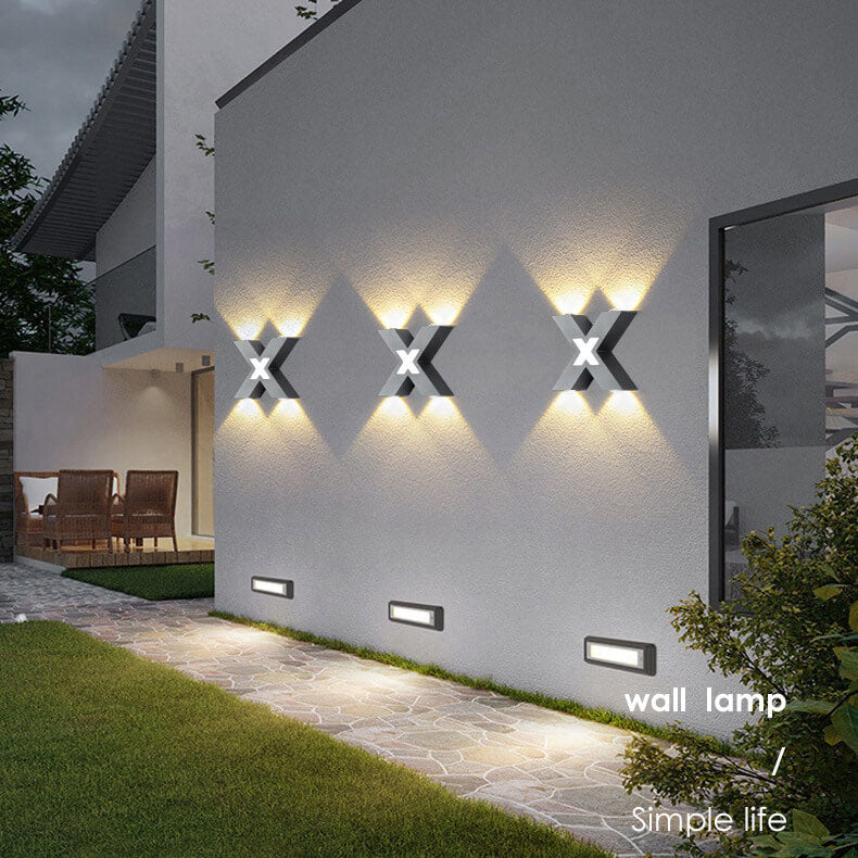 Averly X Shaped Waterproof LED Wall Light 4 Light Outdoor