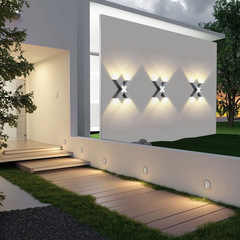 Averly X Shaped Waterproof LED Wall Light 4 Light Outdoor