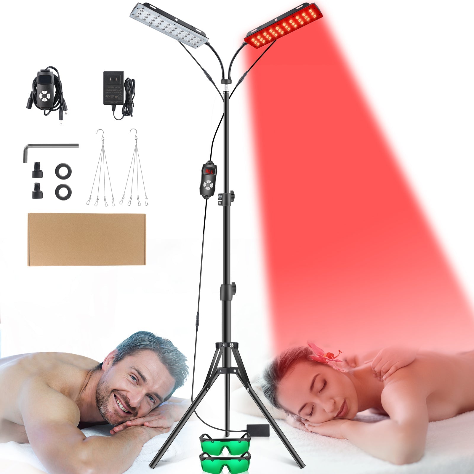 Red Light Therapy Lamp Strip Stand With 2 Heads