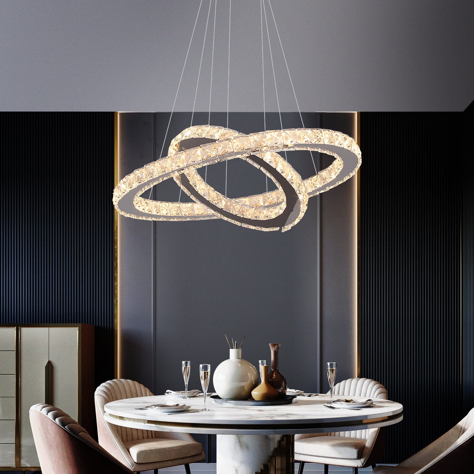 Aurea Crystal Ring Pendant Light With Chrome Finish