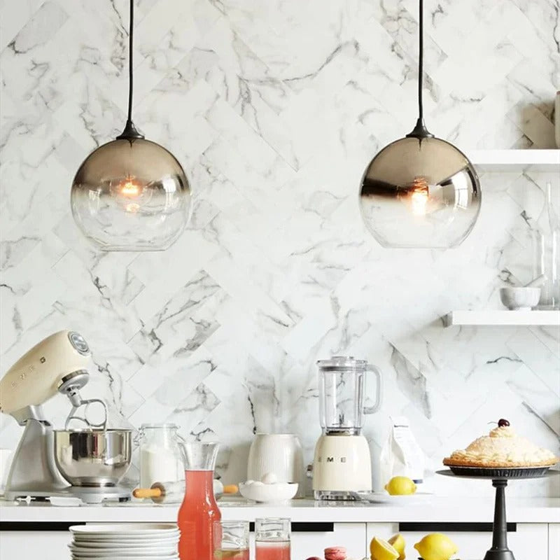 Veloria Rose Glas Vedhæng Med Champagne Sølv Rose Guld Ombre Finish