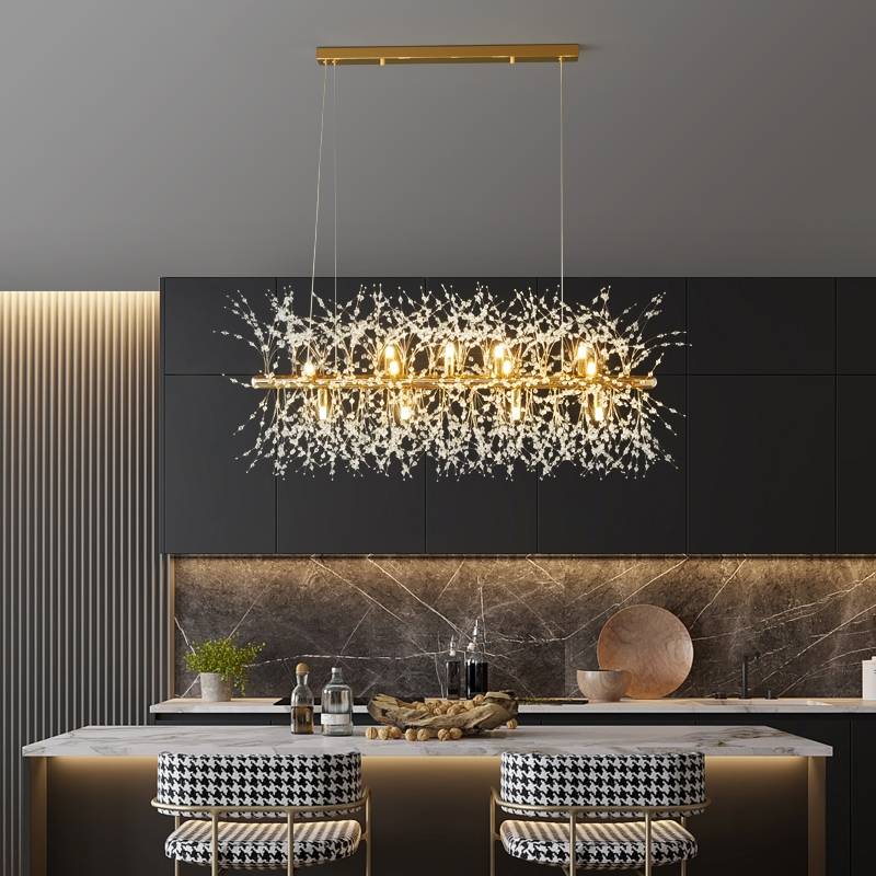 Lunaria White Gold Metal LED Pendant Lights For Dining
