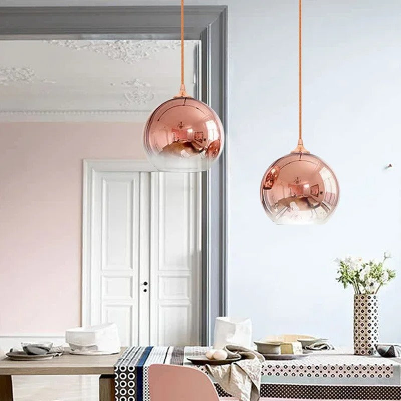 Veloria Rose Glas Vedhæng Med Champagne Sølv Rose Guld Ombre Finish
