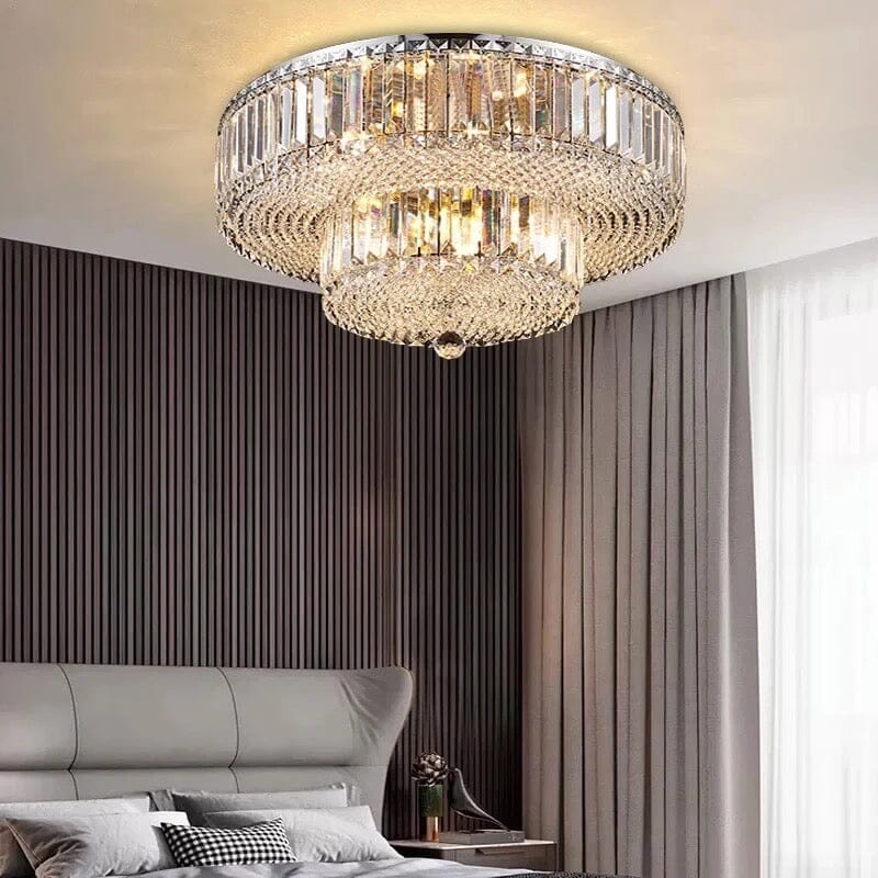 Elara Dual-Crystal LED Ceiling Chandelier For Modern Brilliance