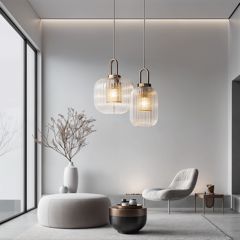 Luma Nordic Glass Pendant with Hand-Blown Finish and LED Warm Glow