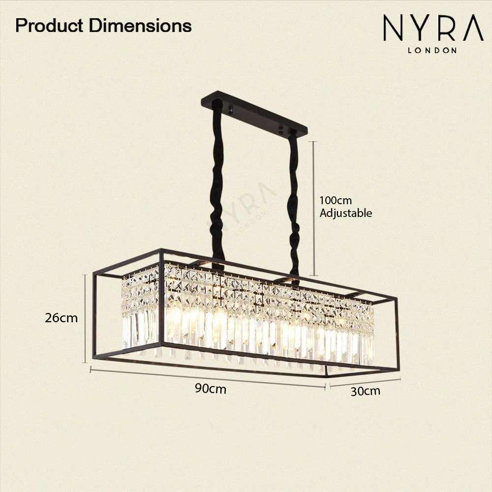Asterra Rectangular Crystal Chandelier With K9 Prisms And Adjustable Chain