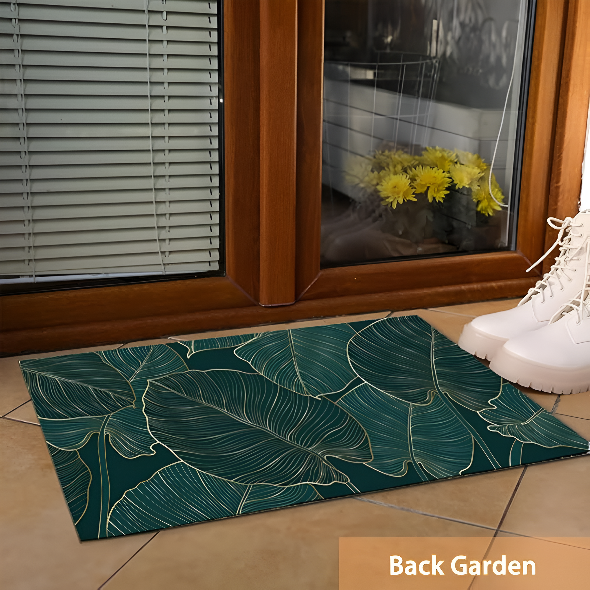 Marisol Gold Linear Leaf Doormat