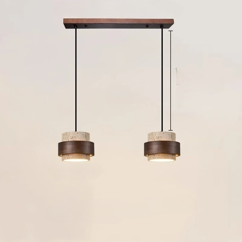 Lumostone | Natural Stone & Wood Pendant Lamp with Adjustable Cord