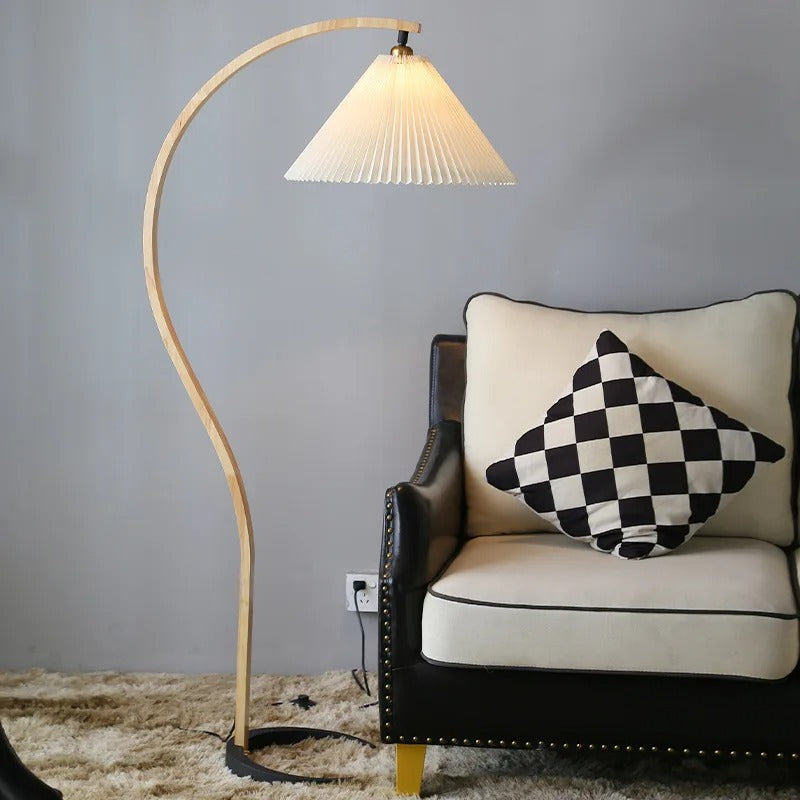 Fernhaven Floor Lamp With Beech Wood Frame And Linen Shade