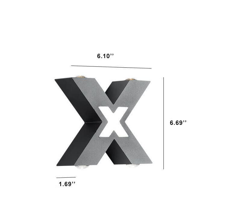 Averly X Shaped Waterproof LED Wall Light 4 Light Outdoor