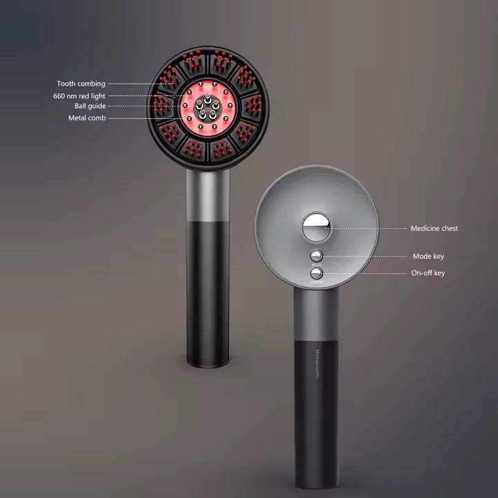 3-i-1 infrarød LED hårvekst hodebunnsmassasje børste med oljeterapi