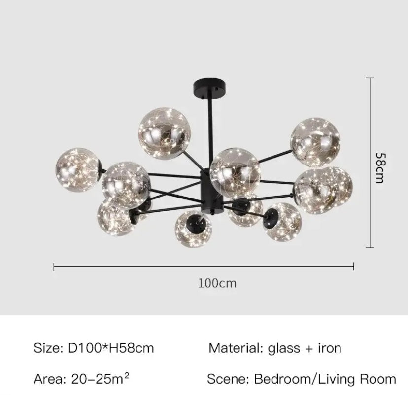 Aurelia Glass Bean Chandelier With Integrated LED Lighting