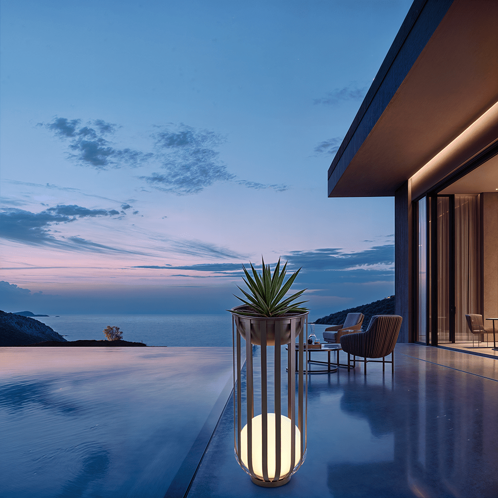 LyraBloom Flower Pot Table Lamp | Solar Outdoor Garden Light