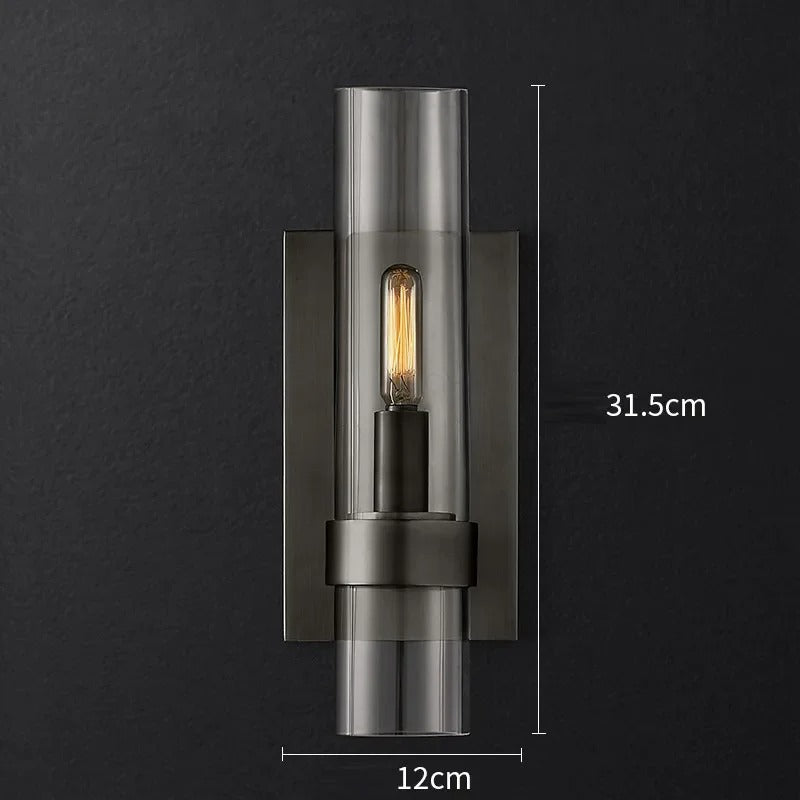 Aurelia Flame Wall Sconce With Glass Cylinder And Metal Frame