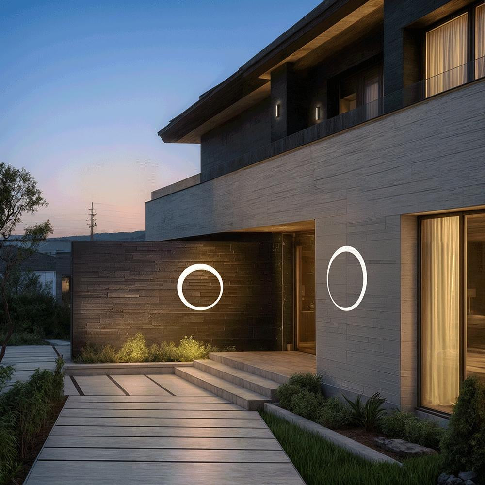 Astraeon Eclipse Outdoor Wall Light Modern Circular Exterior Fixture