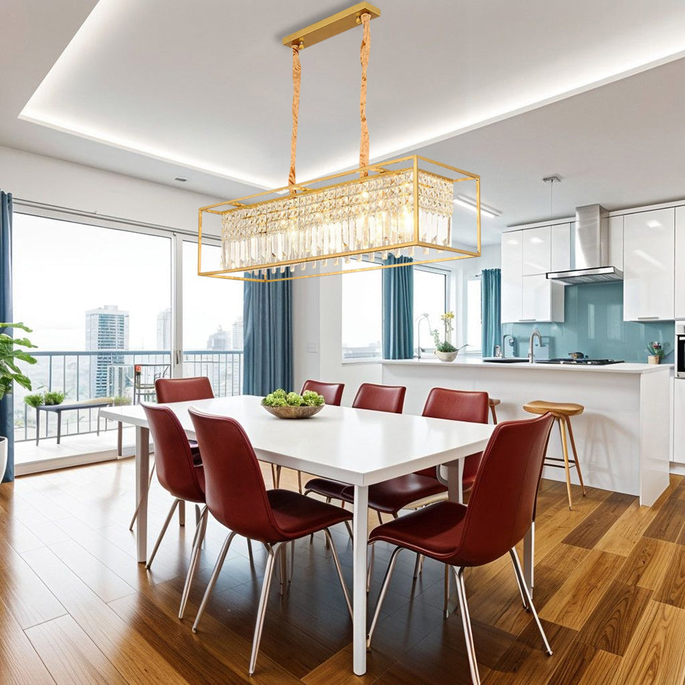 Asterra Rectangular Crystal Chandelier With K9 Prisms And Adjustable Chain