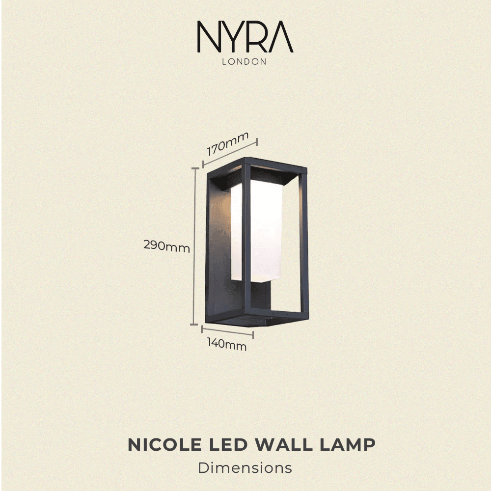 Solara Aluminium Außenwandleuchte mit schwarzer Oberfläche und Acrylschirm