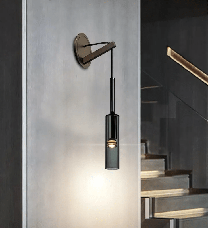 Asterra | Smoky Gray Glass Bottle Wall Lamp in Smoked Black