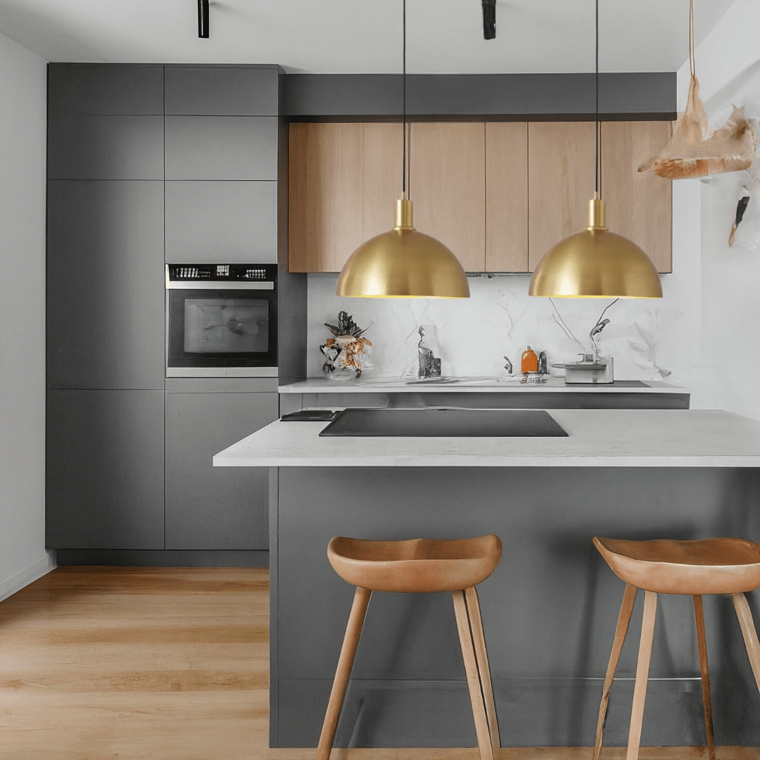 Aurelia Brass LED Pendant Light With Heat Resistant Shade