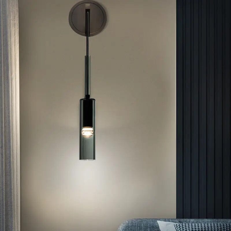 Asterra | Smoky Gray Glass Bottle Wall Lamp in Smoked Black